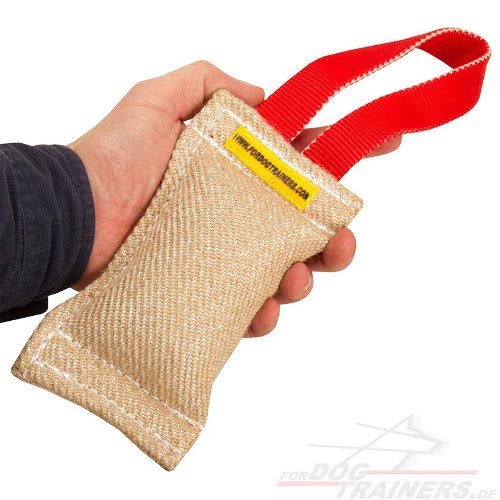 Dog Sport Jute Bite Tug 2 inch on 8 inch with Handle