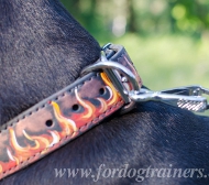 hundehalsband leder rottweiler mit bemalung