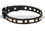 Hundehalsband Leder mit exklusiver Messing-Handverzierung